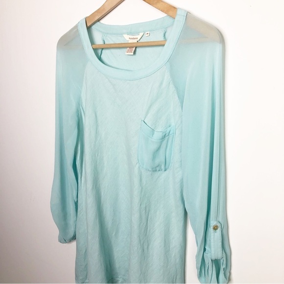Sundance linen green roll tab sleeve tunic - Picture 3 of 8
